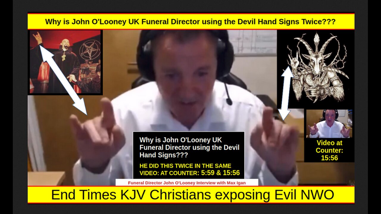 Why is John O'Looney UK Funeral Director using the Devil Hand Signs Twice???