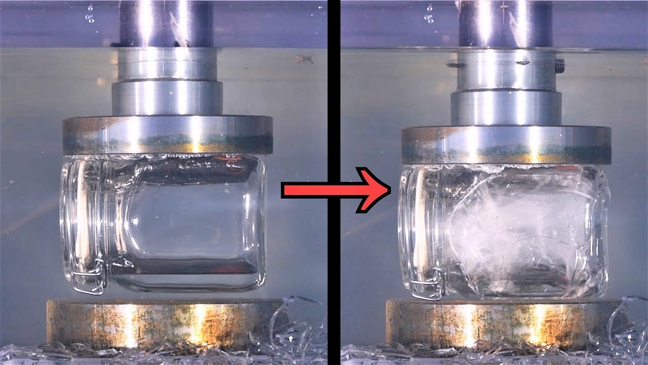 What Happens if You Crush a Vacuum Chamber Under Water with Hydraulic Press?