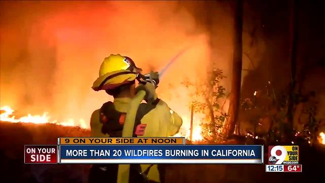 More than 20 wildfires burning in California