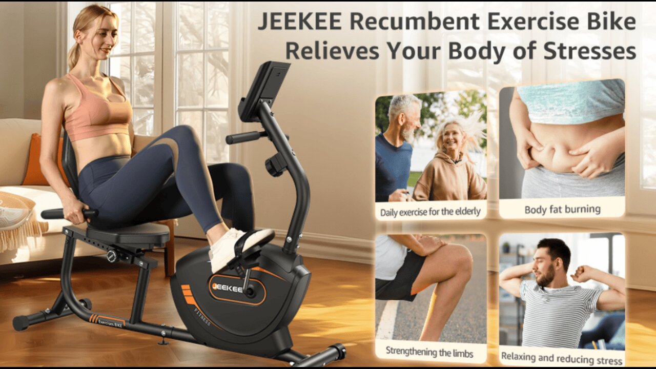 JEEKEE Recumbent Exercise Bike for Adults Seniors