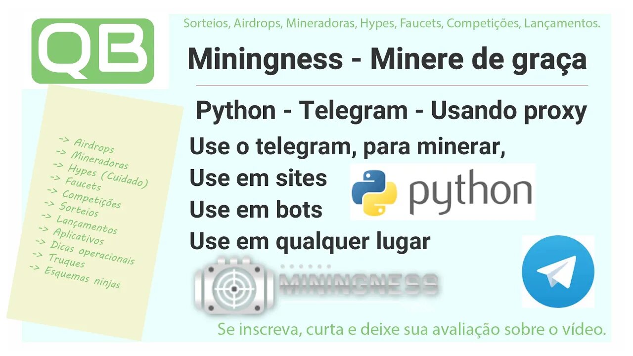Mineradora Miningness - E o uso do Telegram com proxy e QRCODE