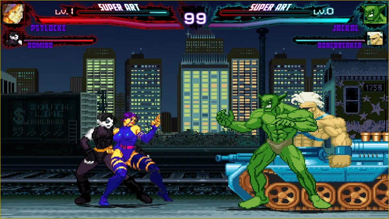 Mugen: Psylocke/Domino vs Jackal/Bonebreaker