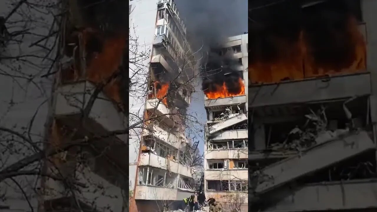 Missile struck a residential building in Zaporizhzhia city #trending #viral