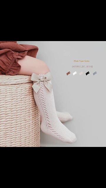 Kids Knee High Mesh Socks Spring Summer Baby Girls Bow Tube Sock