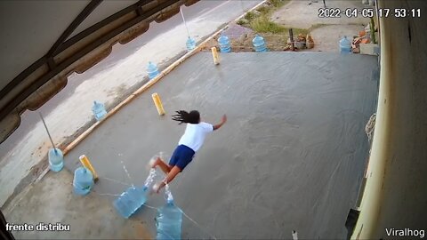 Girl Trips into Wet Cement