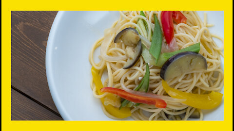 Cold style of Spaghetti (PASTA) with summer vegetables (夏野菜の冷たいパスタ)