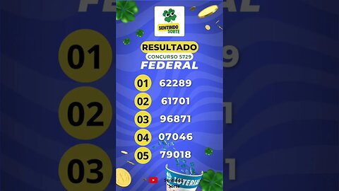 🍀 Resultado FEDERAL 5729 | Sentindo Sorte #shorts