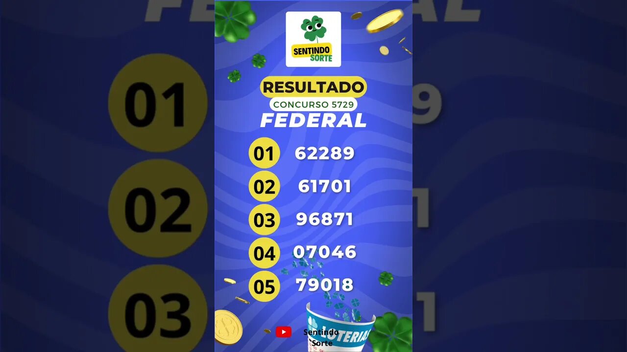 🍀 Resultado FEDERAL 5729 | Sentindo Sorte #shorts