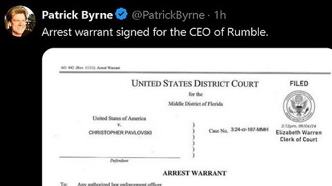 Arrest warrant signed for the CEO of Rumble