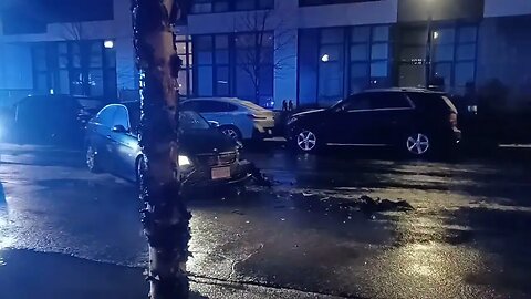 Boston police towing a vehicle after accident on Traveler Street