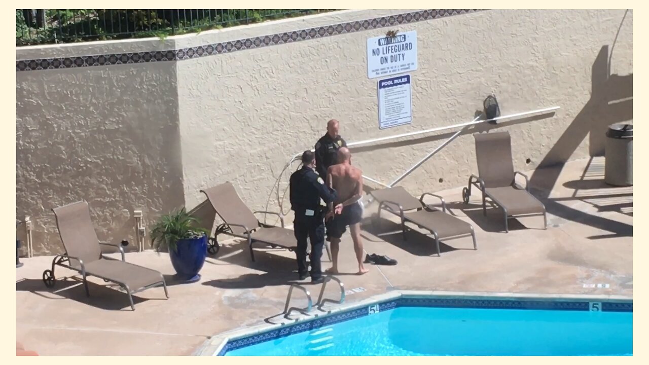 Blasian Babies DaDa Watches The Cops Boot Hippie Out Of The Commiefornia Pool, Bye Druggie Again!