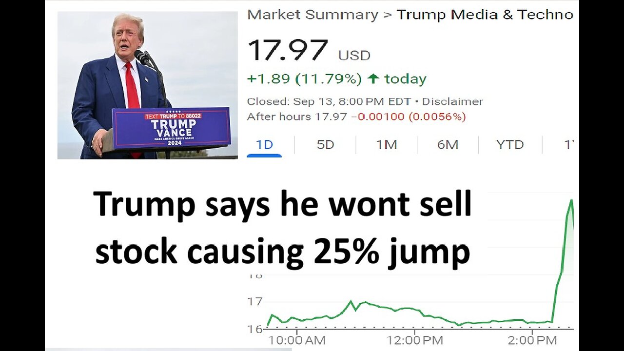 Trump says he wont sell DJT stock helping it jump 25%