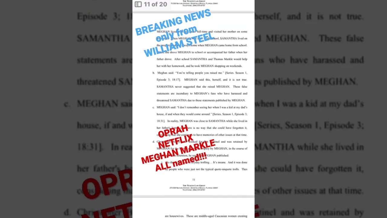 NEW Amended Complaint TODAY. #Shorts #samanthamarkle #tmz #news #MeghanMarkle #Oprah #Netflix #crime