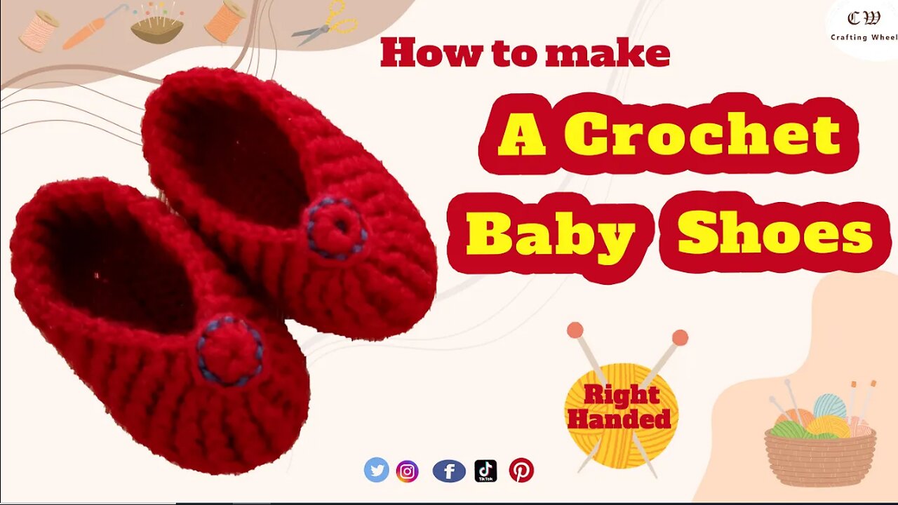 How to make A Crochet Baby Shoes ( Right Handed ) step by step with the pattern into the subtitle.