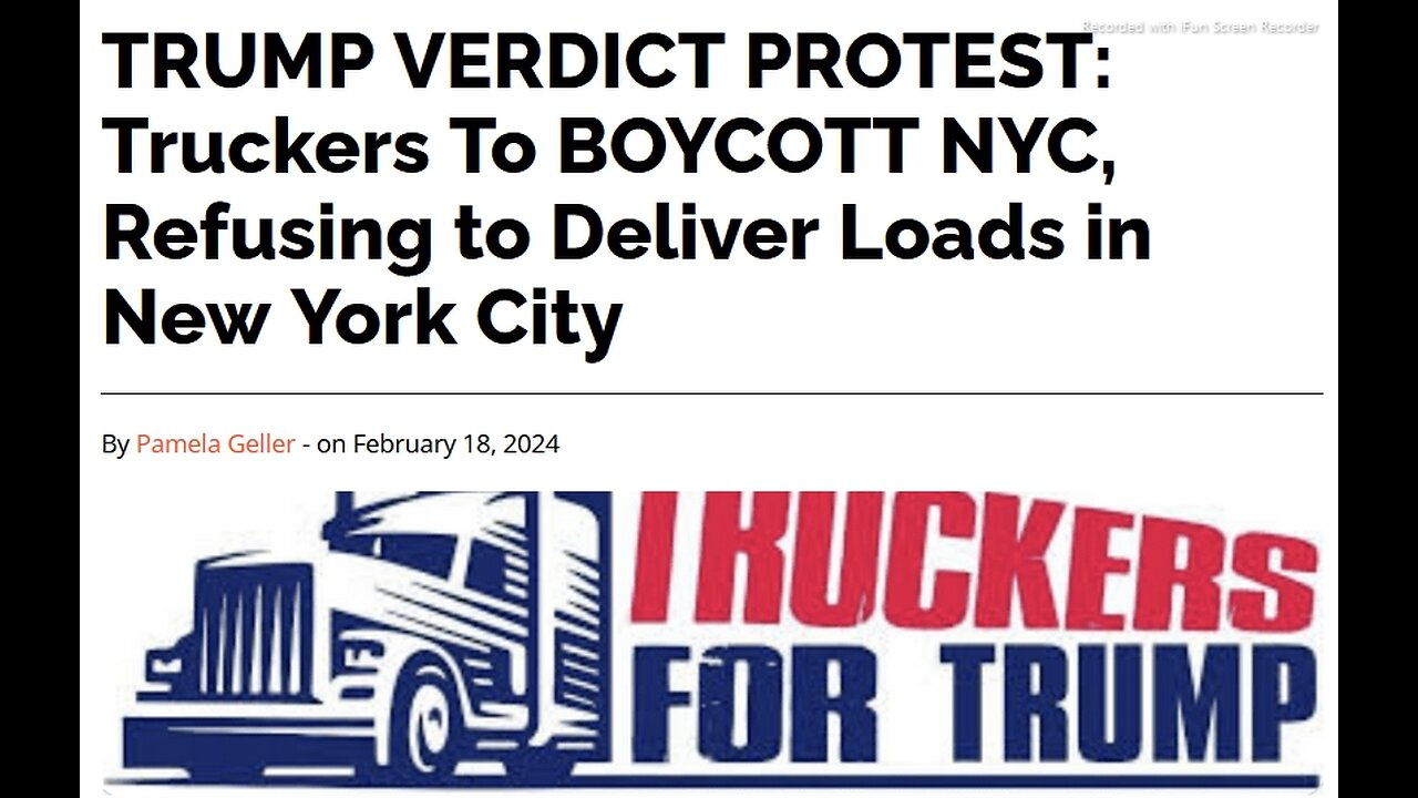 TRUCKERS BOYCOTT NYC - GOV'T OF WE THE PEOPLE NOT WAITING FOR CORRUPT GOV'T EMPLOYEES TO KILL TRUMP?- REFUSING TO DELIVER LOADS NOW - ALL AMERICANS CAN FIND WAYS TO STRIKE CORRUPT GOV'T EMPLOYEES - AUDIO TEXT BELOW - 6 mins.