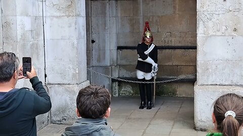 Kings guard shows his sword #horseguardsparade