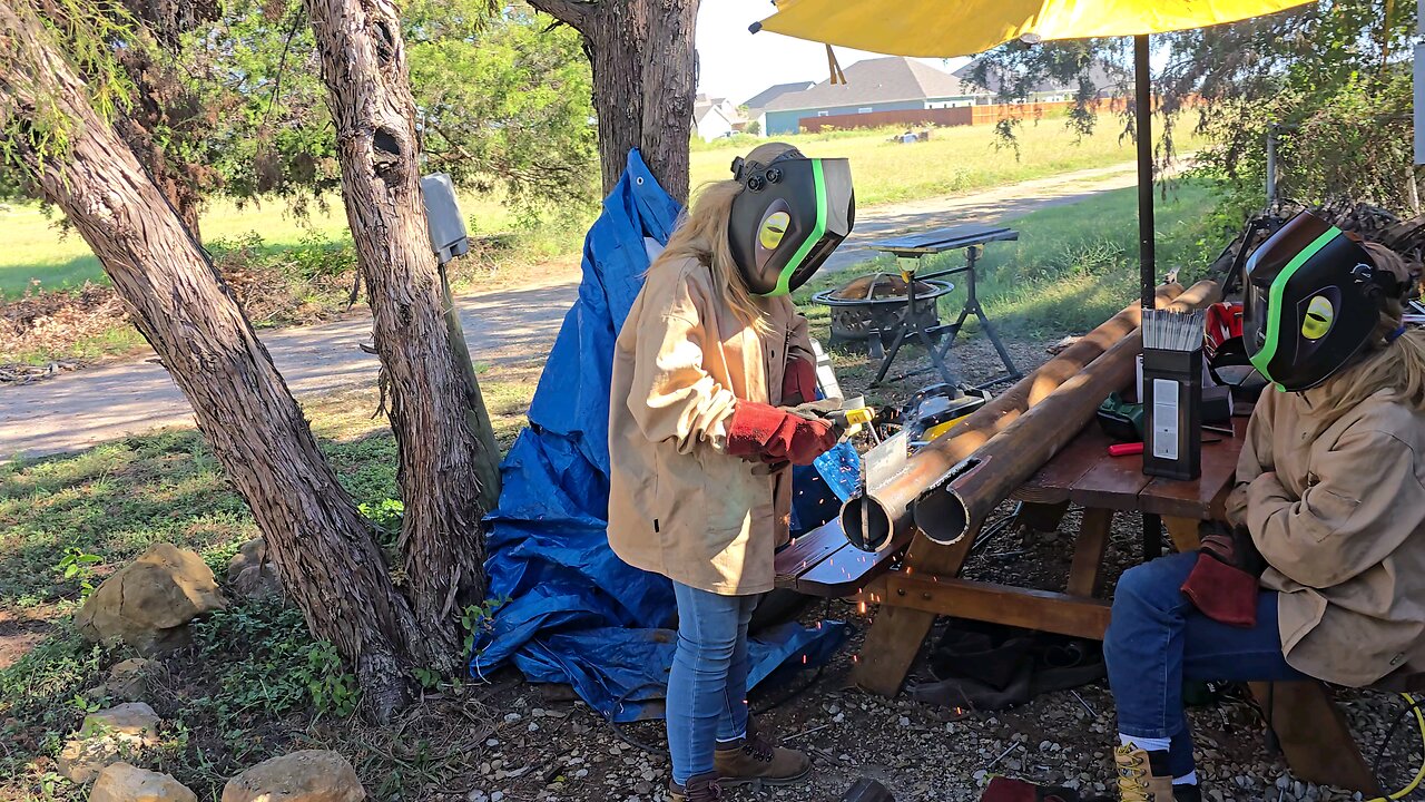 13 Yr Girl welding up pipe for ARRL Pocasc Packet Network