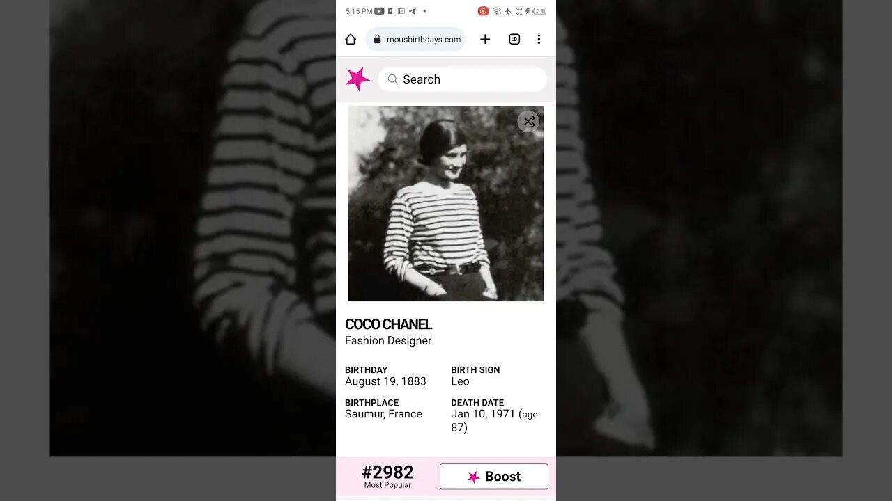 HAPPY BIRTHDAY COCO CHANEL Fashion Designer