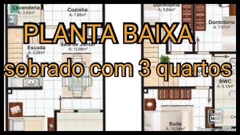 PLANTA Baixa/ sobrado com 3 quartos