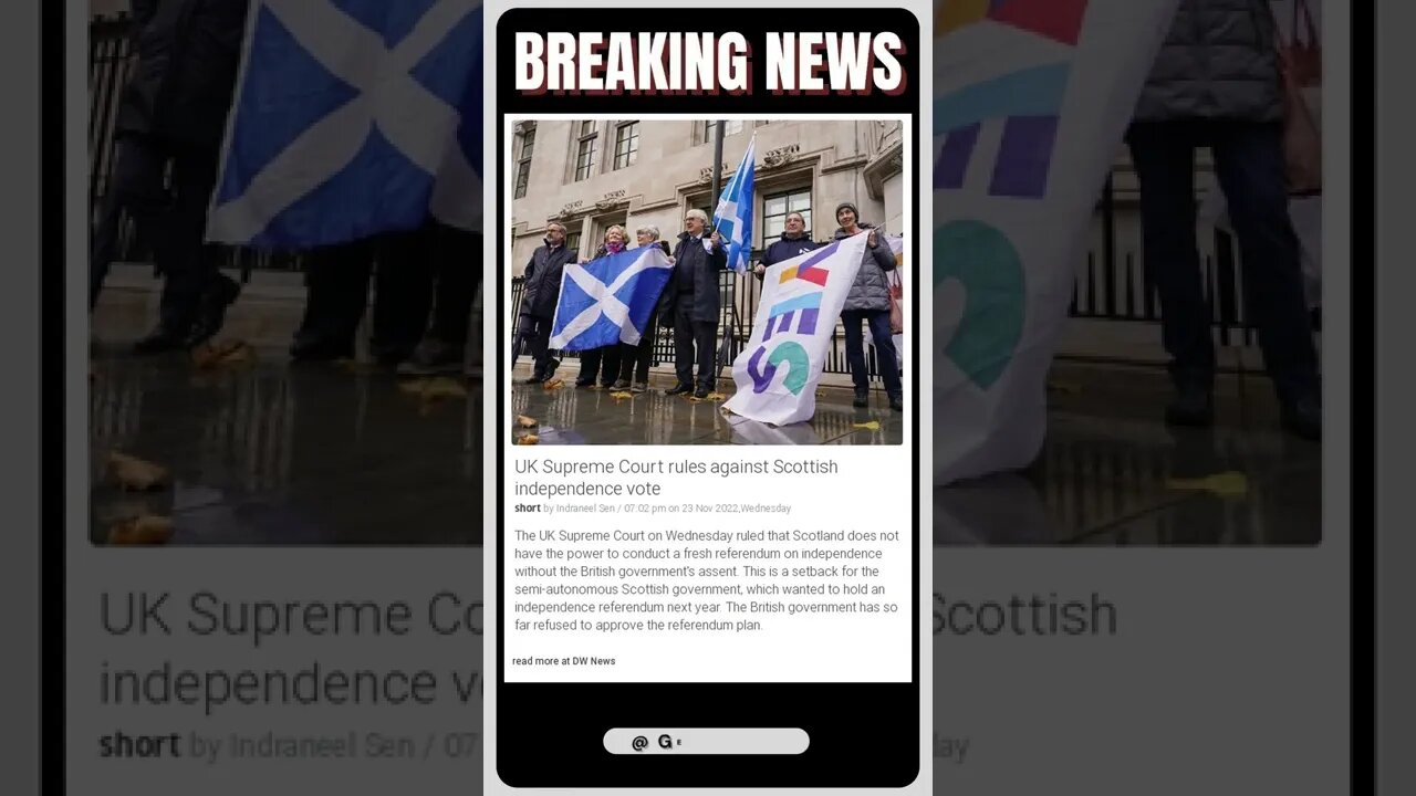 The UK Supreme Court has ruled against Scottish independence, in a major blow to the SNP. | #shorts