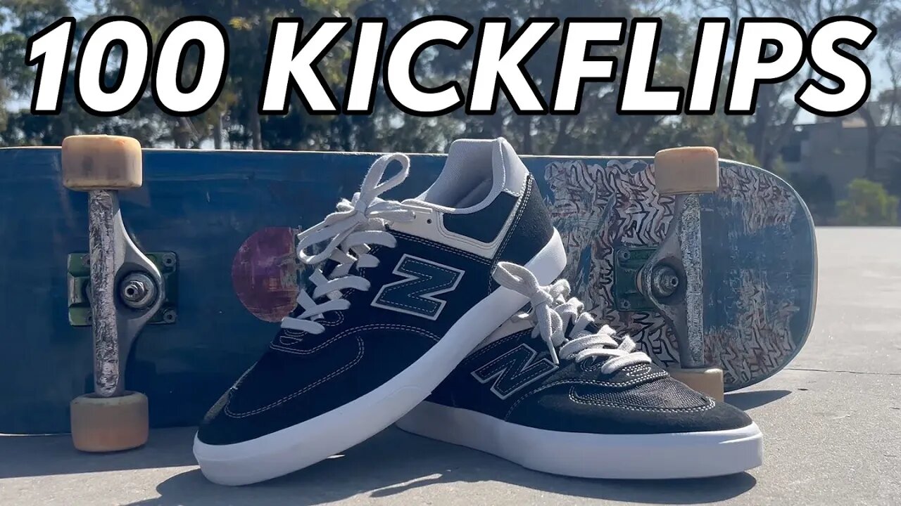 I did 100 Kickflips in the New Balance Numeric 574's