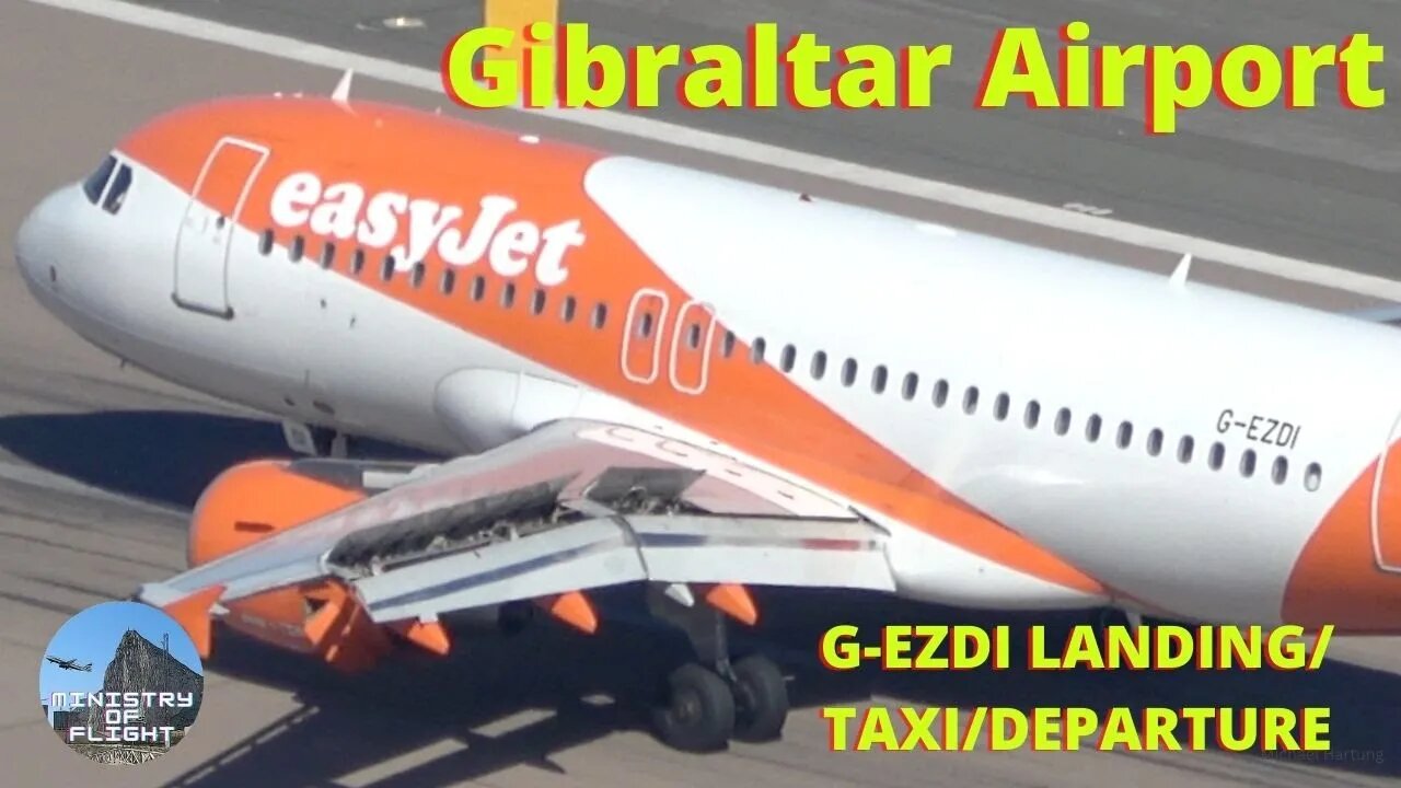 G-EZDI Land/Taxi/Depart at Gibraltar Airport 19 March 2023