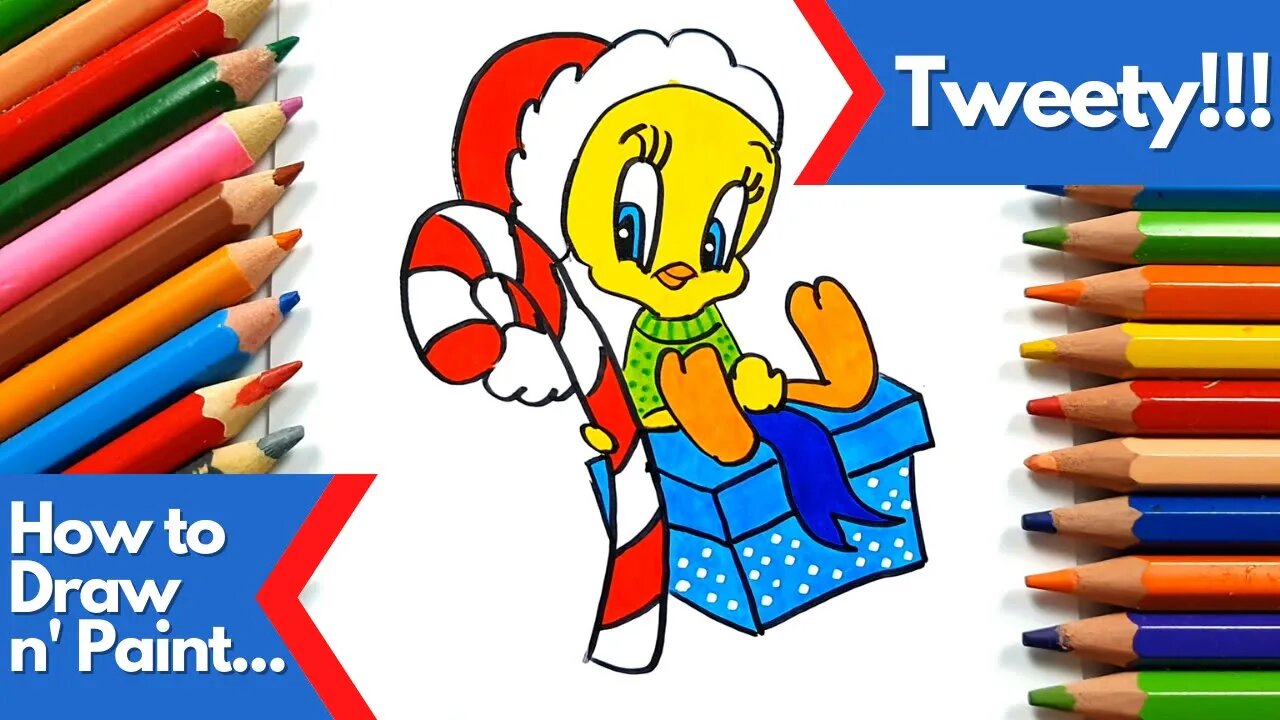 How to draw and paint Tweety Christmas Special