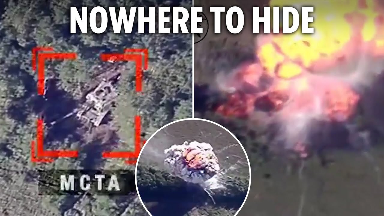 Ukrainian kamikaze drones hunt down and destroy Russian artillery hidden in treeline