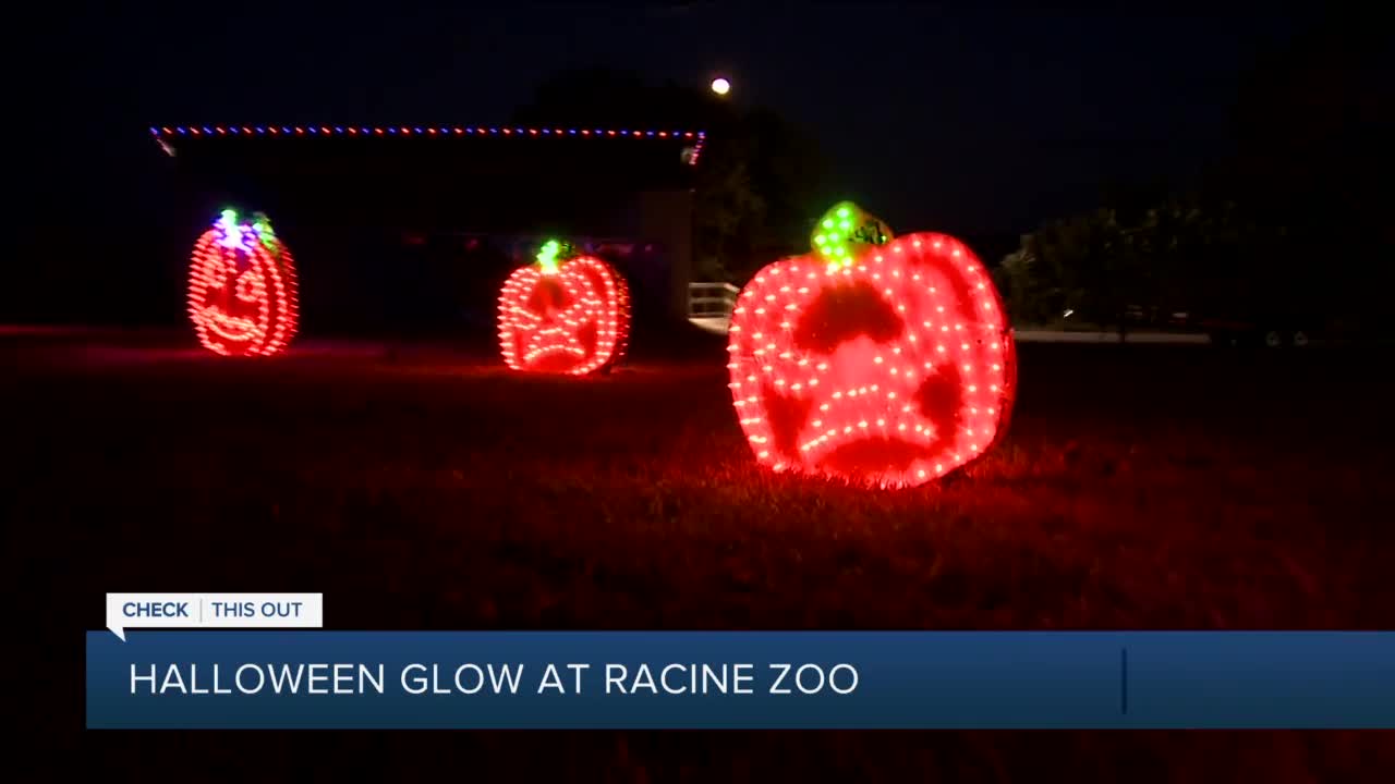 Halloween themed drive-thru light display at the Racine Zoo