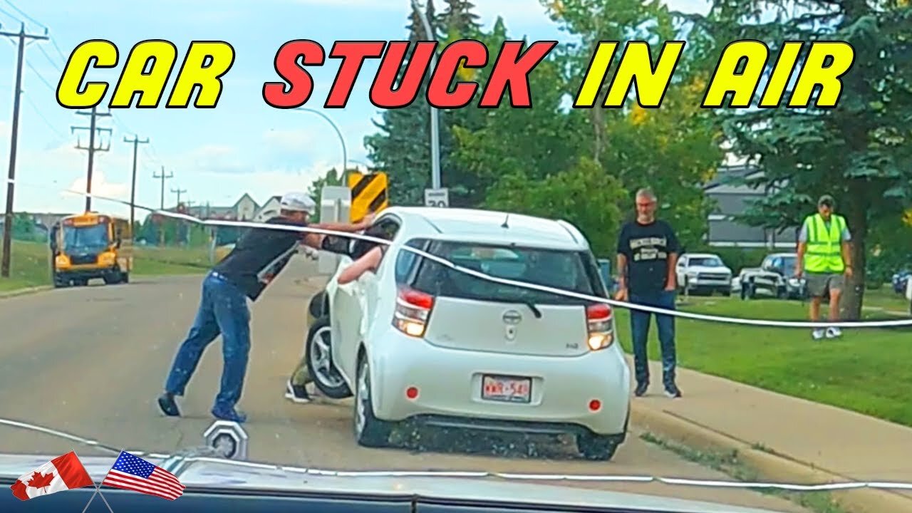 OLD MAN DRIVES ON A BARRIER AND GETS STUCK | Road Rage USA & Canada