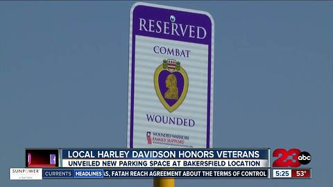 Bakersfield Harley-Davidson dedicates parking space to purple heart, combat wounded veterans