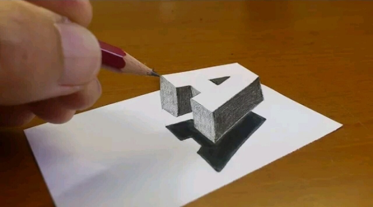 Very Easy!! How To Drawing 3D Floating Letter "A" #2 - Anamorphic Illusion - 3D Trick Art on paper