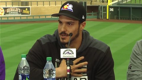 Nolan Arenado gets emotional as Rockies announce his new 8-year contract