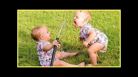 Funny babies playing with water || baby outdoor videos