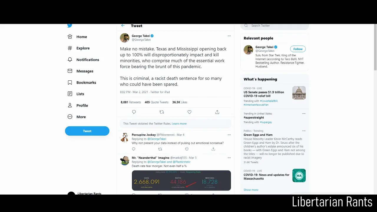 George Takei's Insane Covid Tweet & My Twitter Ban