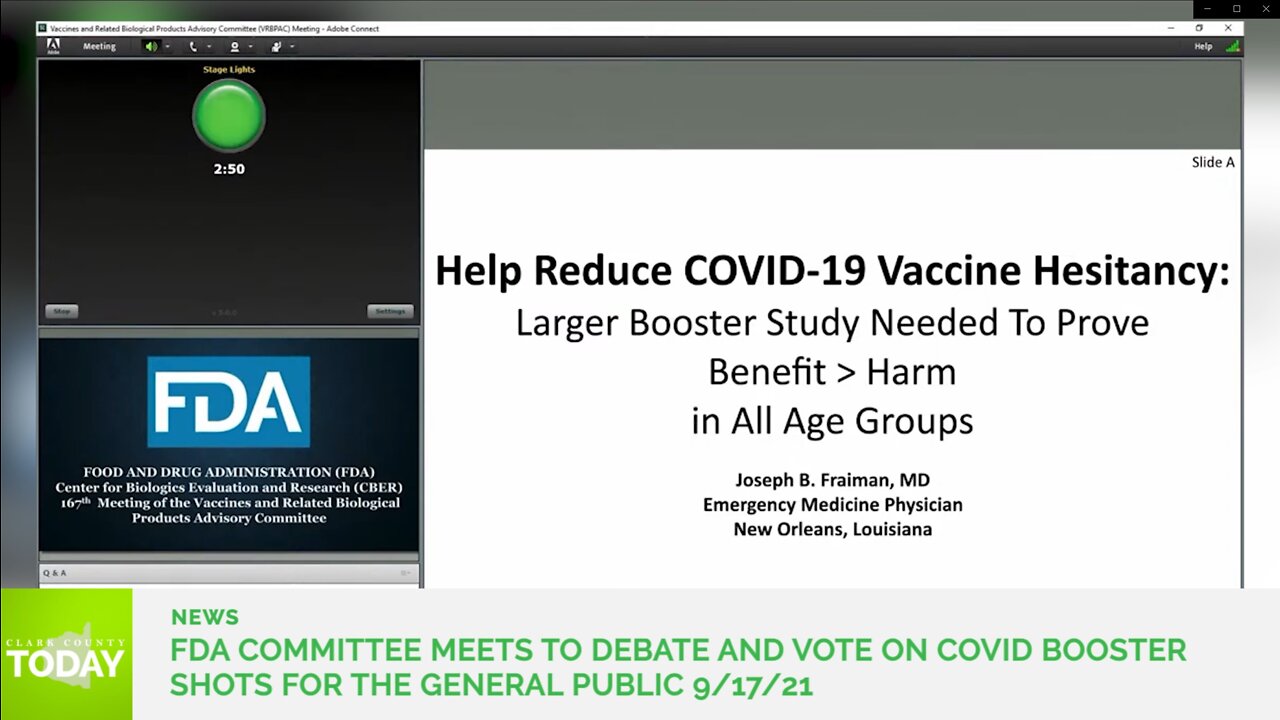 FDA Committee meets to debate and vote on COVID booster shots for the general public 9/17/21