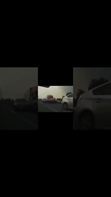 Semi Truck Plowing Into Cars As If Toys #shorts