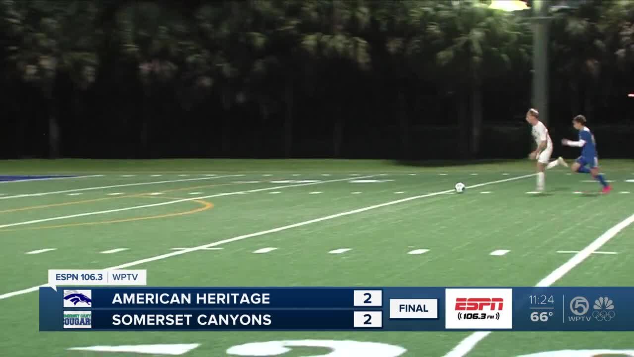 Somerset Canyons and American Heritage tie on the soccer pitch