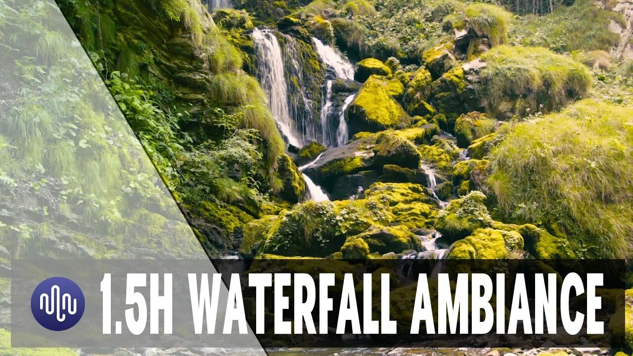 Soothing waterfall background ambiance to chill, study, work or relax | 1.5 hour