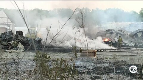 Towering smoke from flower barn fire in Richmond could be seen for miles Sunday evening