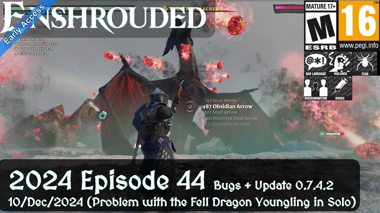 Enshrouded (2024 Episode 44) Bugs + Update 0.7.4.2 (Fell Dragon Youngling in Solo)