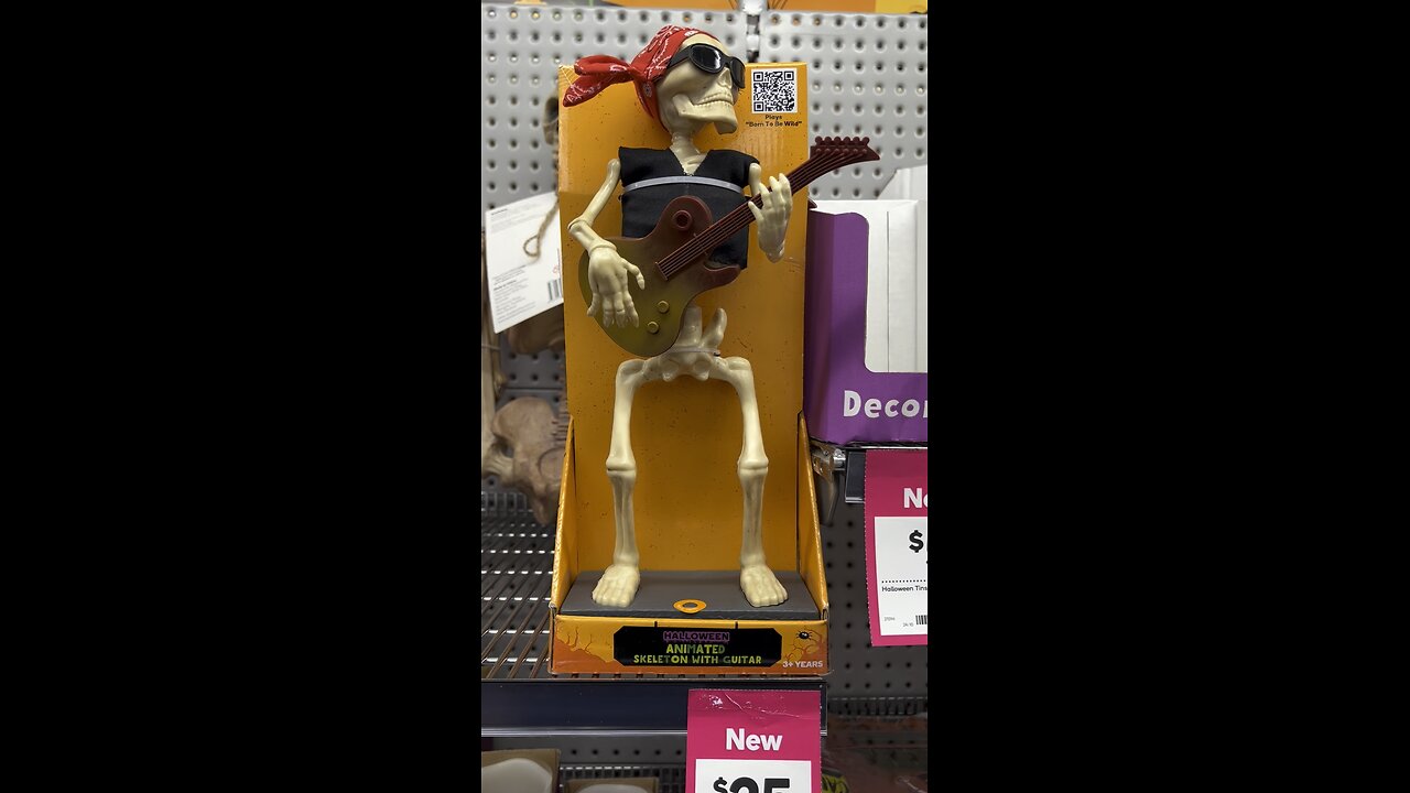 Halloween Animated Skeleton with Guitar