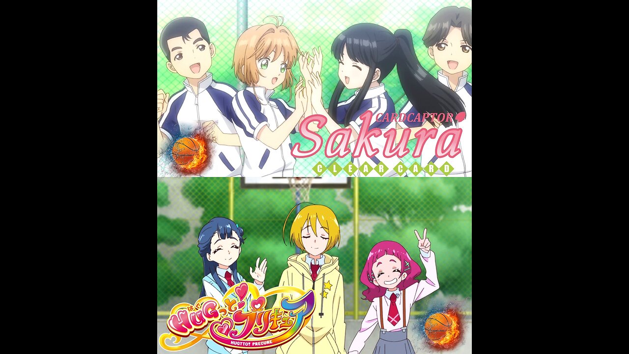 Cardcaptor Sakura Clear Card Vs Hugtto Pretty Cure BasketBall Game Fan Made Parody Video/AMV [Bluray Quality] + Sega's Pat Riley Basketball (Super Real Basketball) Music
