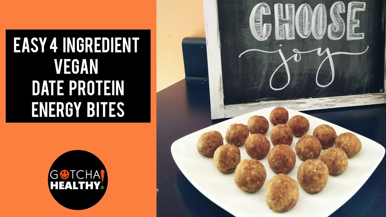 😋Easy Nutritious Vegan Date Protein Energy Bites & Only 4 Main Ingredients!