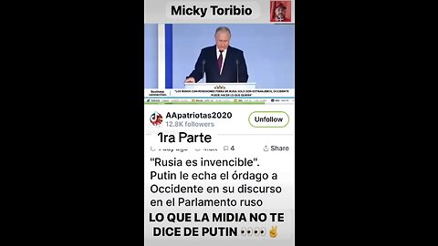 DISCURSO DE PUTIN PRIMERA PARTE