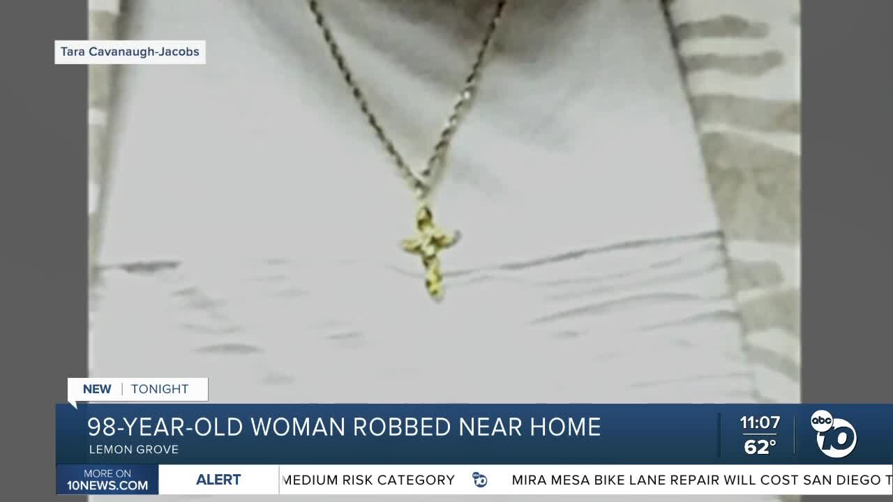 98-year-old Lemon Grove woman & her family say she was robbed near hear home.