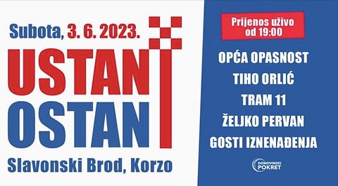 Subota, 3. 6. 2023. USTAN OSTAN Slavonski Brod, Korzo Prijenos uzivo