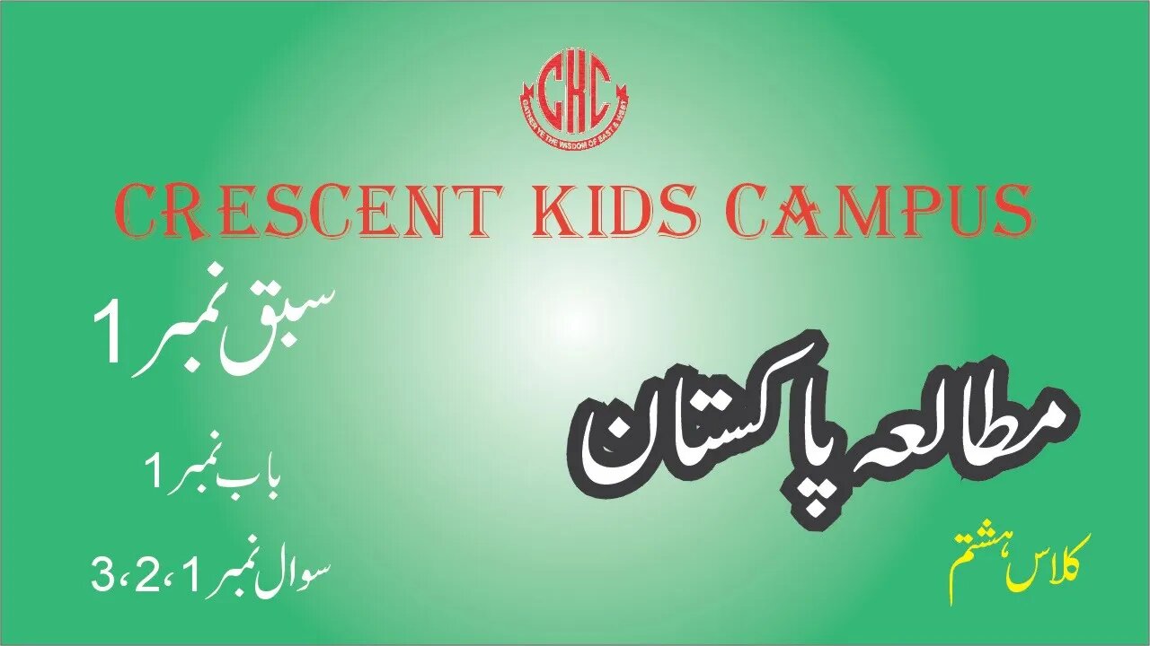 Pak Studies 8th Lecture 1 Chapter 1 Q1, Q2, Q3