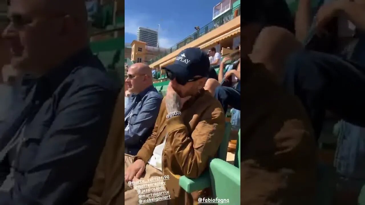 Neymar em Mônaco assistindo uma partida de Tênis