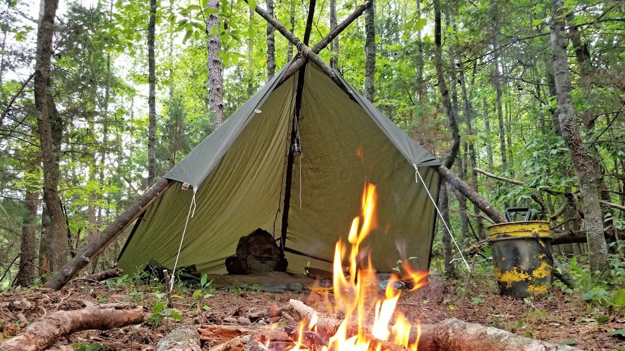 Overnight Tarp Camping with a Tripod Frame